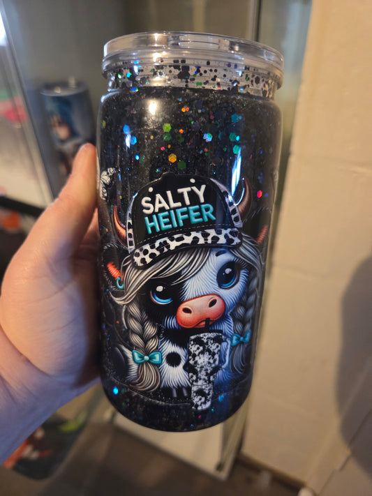 16oz salty heifer snowglobe